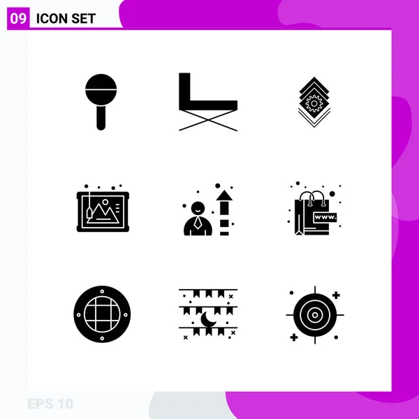 Mobile Interface Solid Gyph Set Pictograms Efficiency Arts Sit Art — Vector de stock