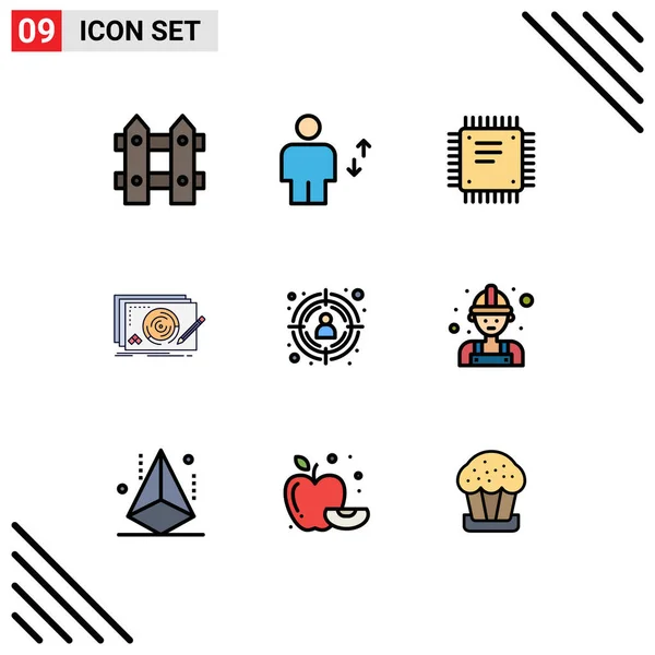 Conjunto Icones Modernos Símbolos Sinais Para Completar Projetar Mover Nível — Vetor de Stock