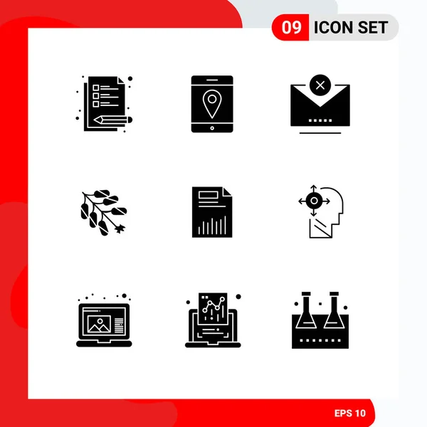 Modern Set Solid Glyphs Symbols Finance Business Close Document Chinese — Stock Vector