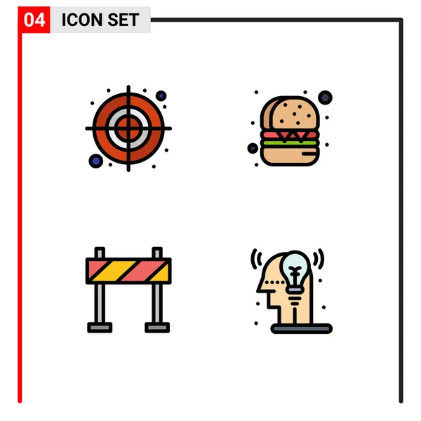 Set Modern Icons Sysymbols Signs Circular Construction Target Food Process — Vector de stock