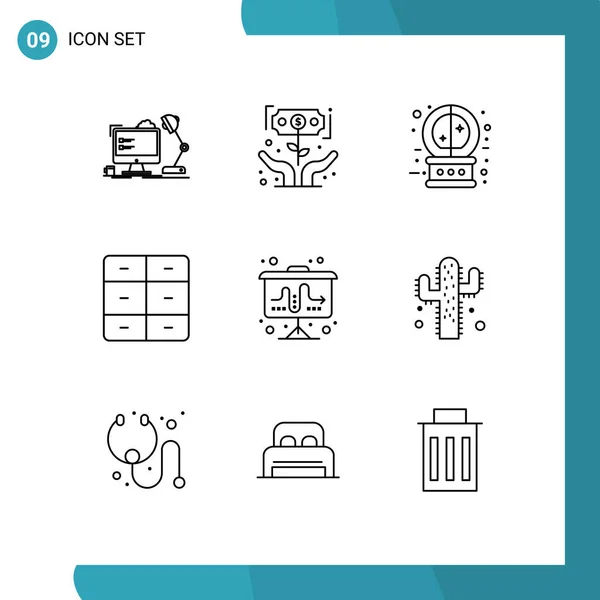 Modern Set Outlines Pictograph Interior Decor Investor Closet Halloween Editable — Vector de stock