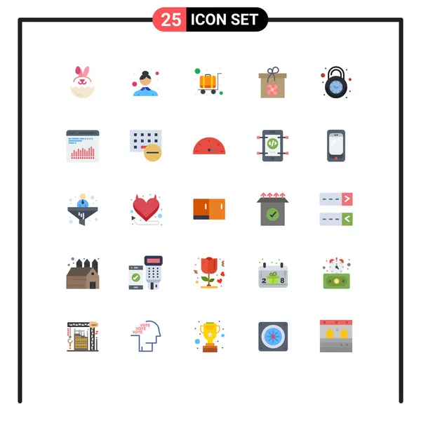 25個のモダンなUiアイコンのセット安全な アラーム 花のための記号編集可能なベクトルデザイン要素 — ストックベクタ