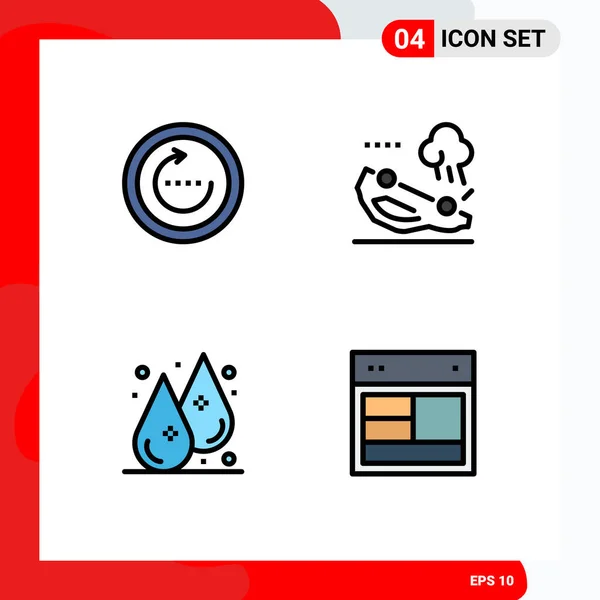 Set Modern Dari Filledline Flat Colors Pictograph Dari Peramban Drop - Stok Vektor