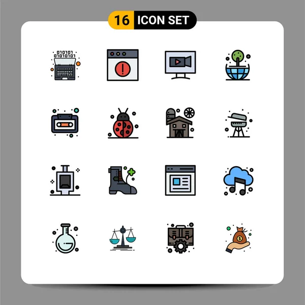 Creative Icons Modern Signs Sysymbols Tape Audio Cassette Screen Audio — Vector de stock