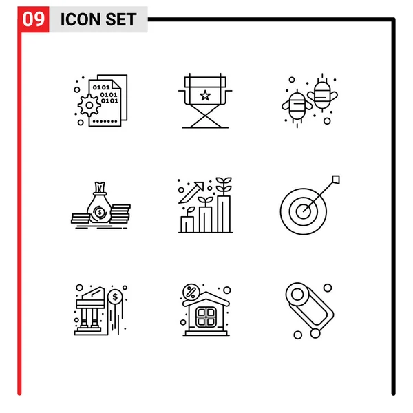 Pack Contornos Modernos Signos Símbolos Para Medios Impresión Web Como — Vector de stock