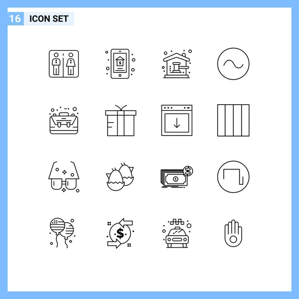 Modern Set Outlines Pictograph Bag Sound Real Estate Sine Home — Stock Vector