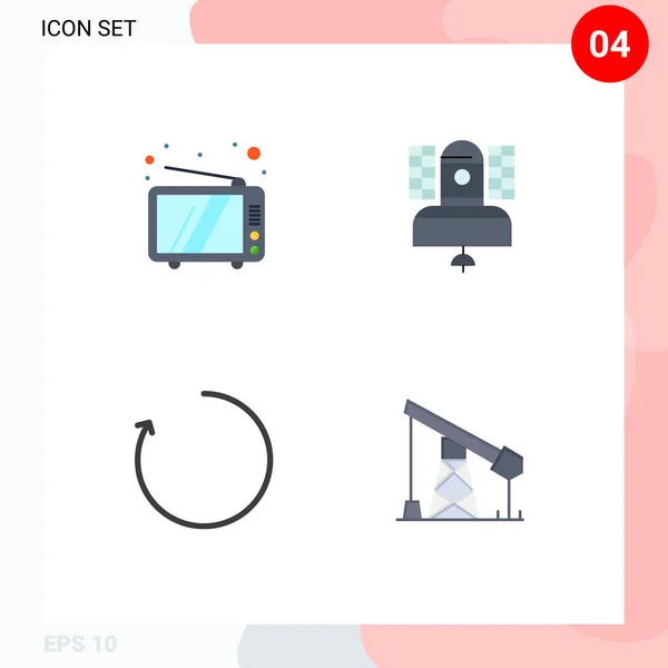 Universal Flat Icon Semne Simboluri Retro Săgeată Dispozitiv Radiodifuziune Roti — Vector de stoc