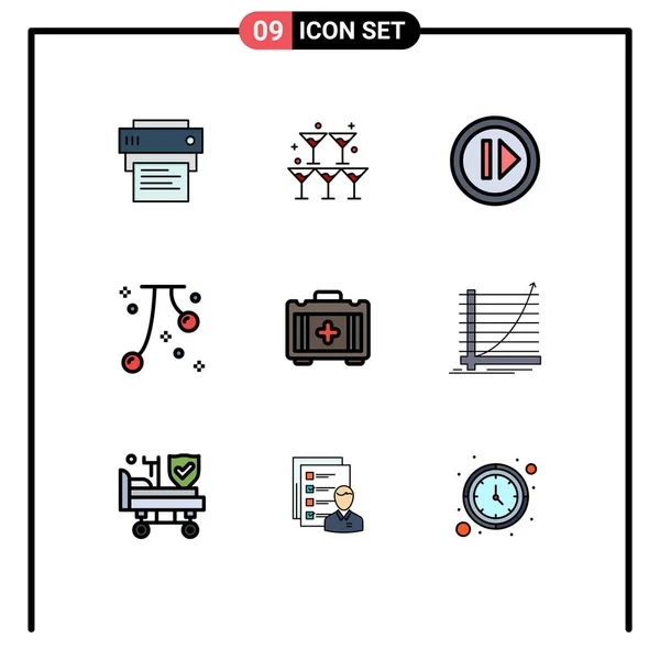 Set Modern Icons Sysymbols Signs Medical Fall Audio Event Cherries — Archivo Imágenes Vectoriales