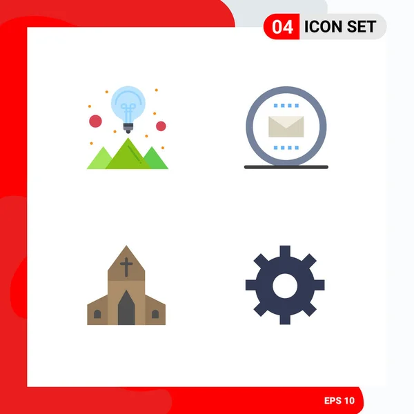 Set Modern Icons Sysymbols Signs Creative Church Strategy Solution Envelope — Vector de stock