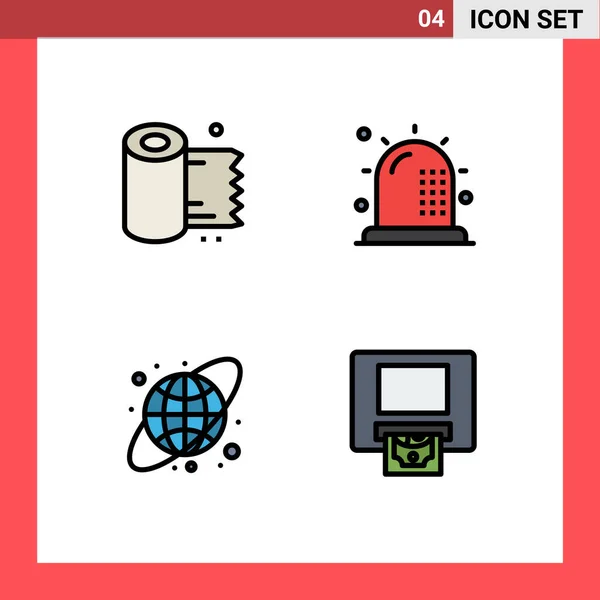 Filledline Flat Color Pack Mit Universellen Symbolen Für Reinigung Kreislauf — Stockvektor