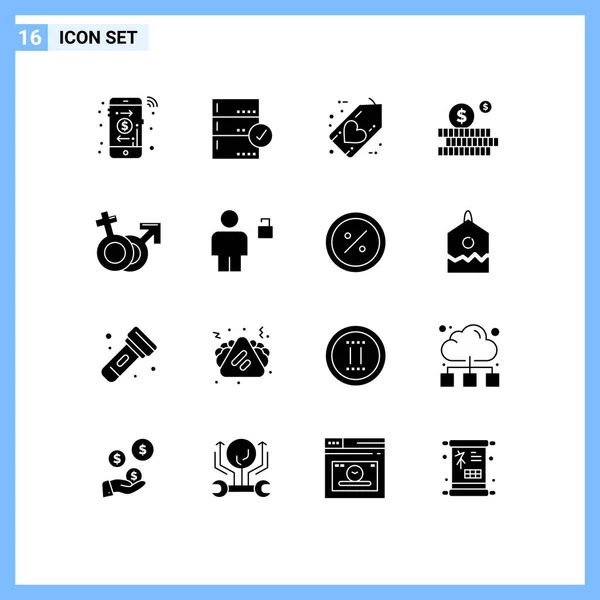 Creative Icons Modern Signs Sysymbols Venus Money Black Investment Love — Vector de stock