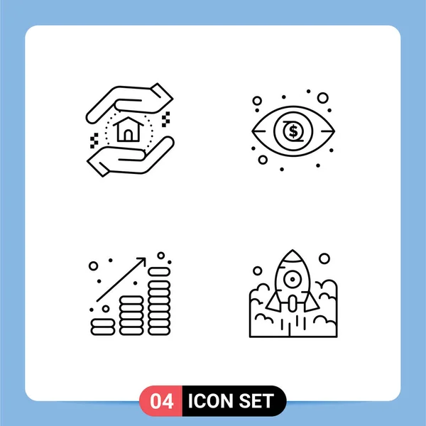 Stock Vector Icon Pack Mit Linienzeichen Und Symbolen Für Beurteilung — Stockvektor