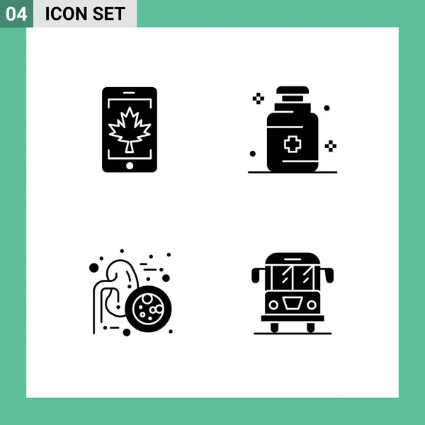 4つの現代的な固体グリフのグループモバイル 泌尿器科のためのセット編集可能なベクトルデザイン要素 — ストックベクタ