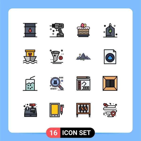 Set Modern Icons Sysymbols Signs Ship Gift Tool Celebration Egg — Vector de stock