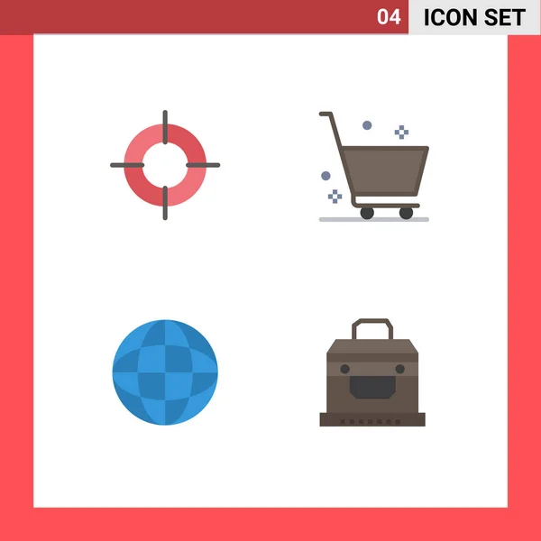 Conjunto Moderno Iconos Planos Símbolos Como Vacaciones Ubicación Viajes Comercio — Vector de stock