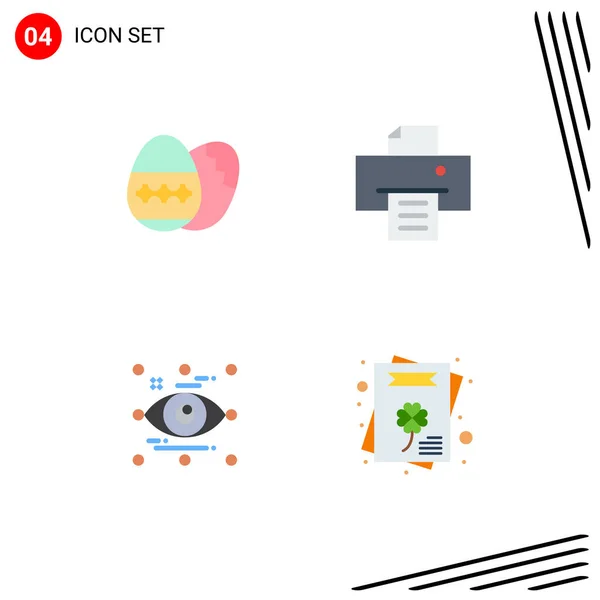 Balíček Kreativních Plochých Ikon Velikonočních Vajíček Očí Svátků Tiskáren Zobrazení — Stockový vektor