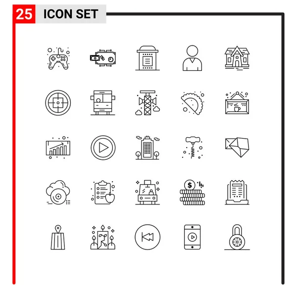 Universal Icon Symbols Group Modern Lines House Resources Payments Human — Stockvektor