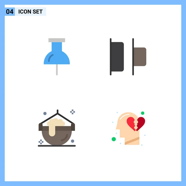 Group Modern Flat Icons Set Location Pot Distribute Cook Feeling — Διανυσματικό Αρχείο