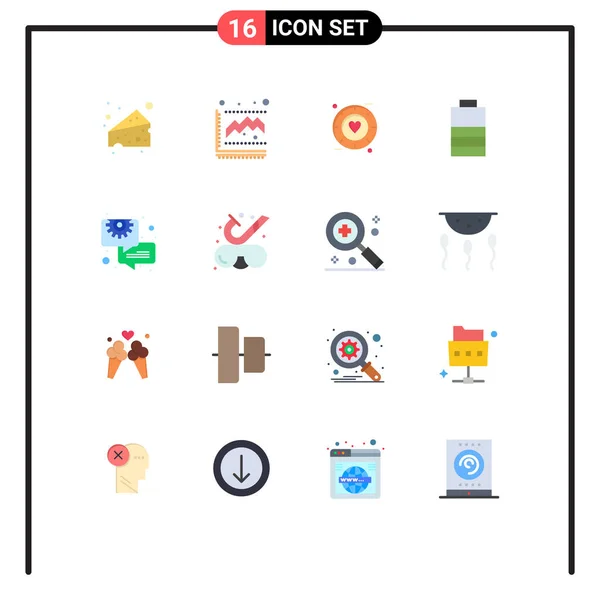 User Interface Flat Color Pack Modern Signs Symbols Gear Chat — Stockový vektor