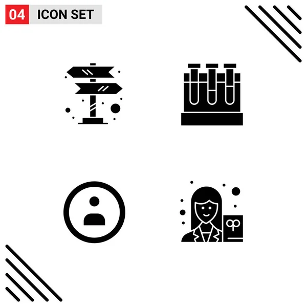 Mobile Interface Solid Gyph Set Pictograms Directions Navigation Navigation Test — Vector de stock