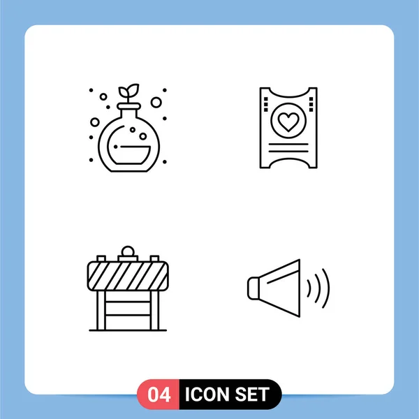 Set Modern Icons Symbols Signs Chemistry Traffic Ticket Wedding Sound — Stock Vector