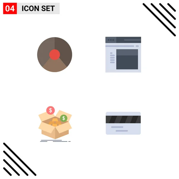 Flat Icon Pack Mit Universellen Unternehmenssymbolen Einsparungen Grafik Seite Budget — Stockvektor