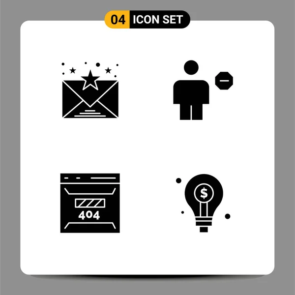 Universal Icon Symbols Gruppo Moderni Glifi Solidi Mail Sviluppo Avatar — Vettoriale Stock