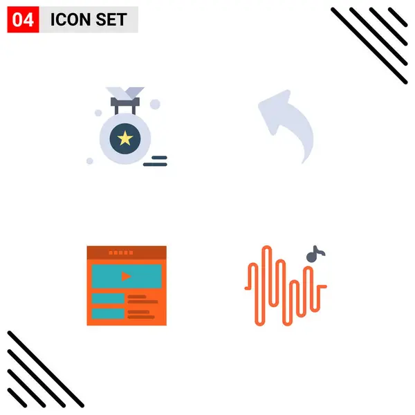 Paquete Icon Flat Símbolos Universales Premio Sitio Web Flecha Vídeo — Archivo Imágenes Vectoriales