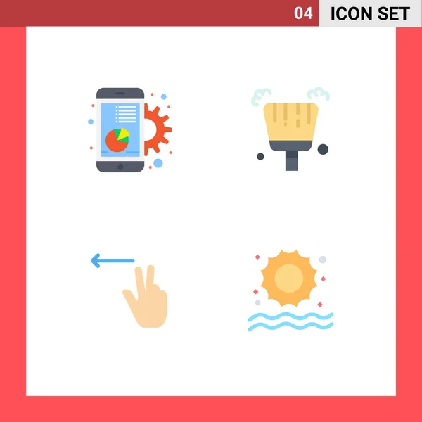 Flat Icon Pack Universal Symbols Chart Gesture Marketing Dustpan Beach — 스톡 벡터