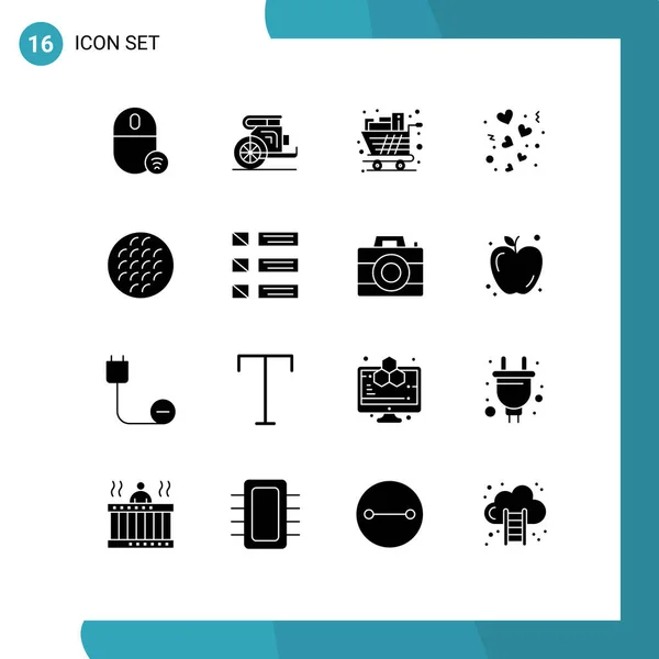 Group of 16 Modern Solid Glyphs Set for love, day, prince, trolley, groceries Editable Vector Design Elements — Stock Illustration Group Modern Solid Glyphs Set Love Day Prince Trolley Groceries Vector Graphics