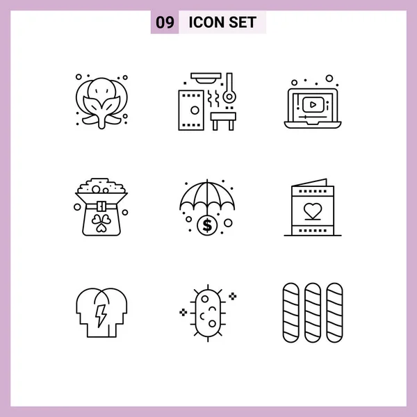 Stock Vector Icon Pack Line Signs Symbols Economy Video Hat — 스톡 벡터