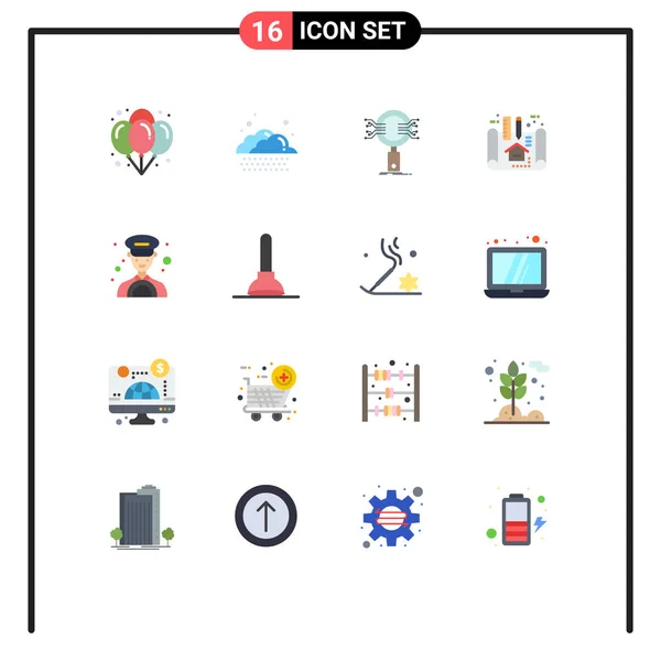 Universal Icon Symbols Group Modern Flat Színek Vezető Rendszer Keresés — Stock Vector