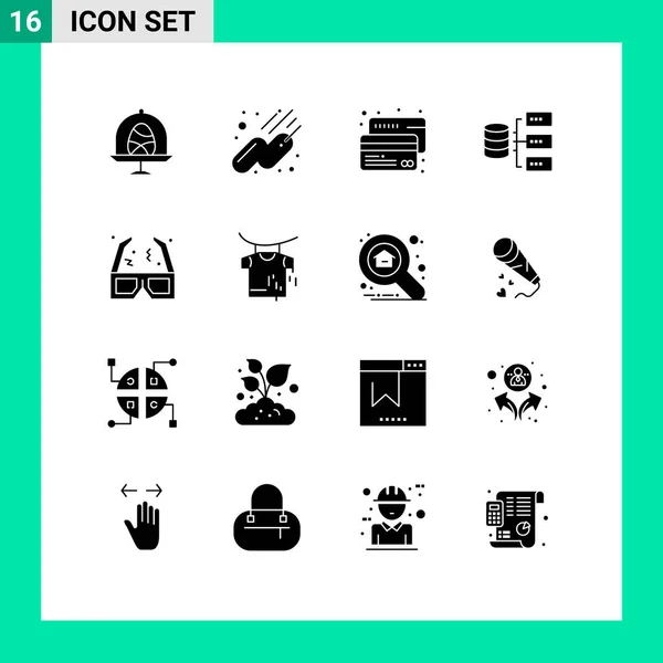 Дюймовый Интерфейс Glyph Pack Современных Пленок Очков Карт Памяти Серверов — стоковый вектор