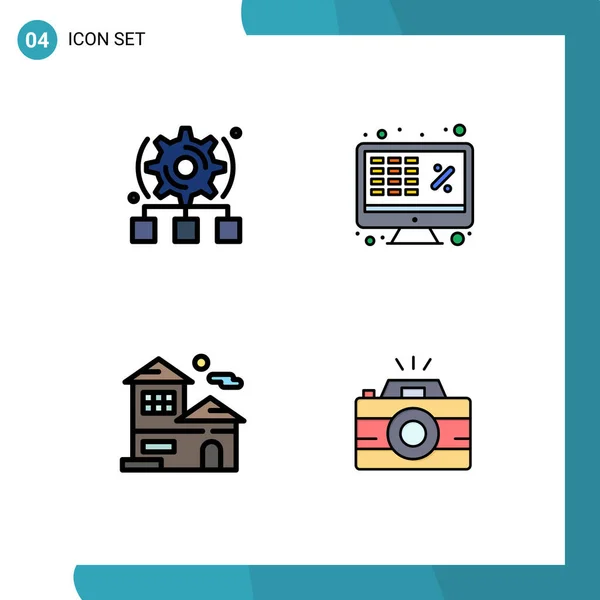 Pictogram Set Van Simple Filledline Flat Colors Setting Home Server — Stockvector