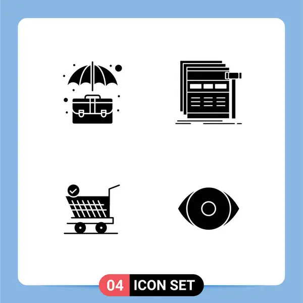 Pack Línea Vectores Editables Glifo Simple Sólido Bolsa Wireframe Seguro — Vector de stock