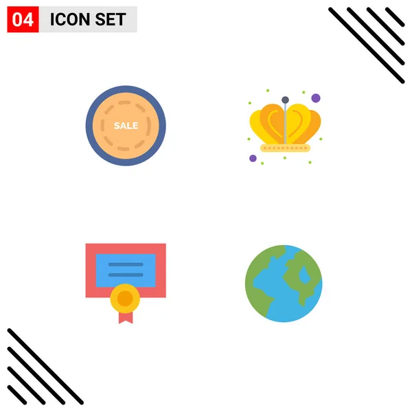 Mobile Interface Flat Icon Set Pictograms Commerce Degree Shopping King — Stock Vector