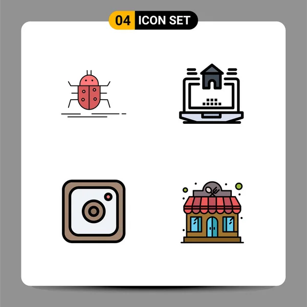 株式ベクトルアイコン4行のパックバグ Instagram テスト 社会的編集可能なベクトルデザイン要素のための記号と記号 — ストックベクタ