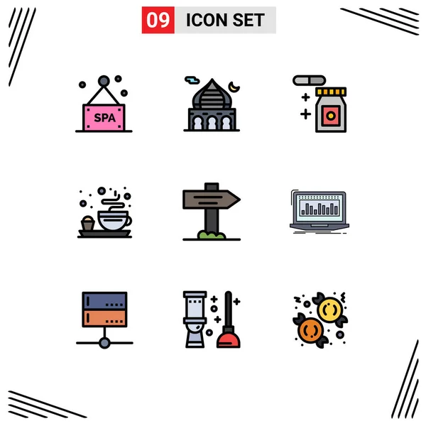Set Modern Ikonok Szimbólumok Jelek Adatok Térkép Tabletta Irány Lemez — Stock Vector