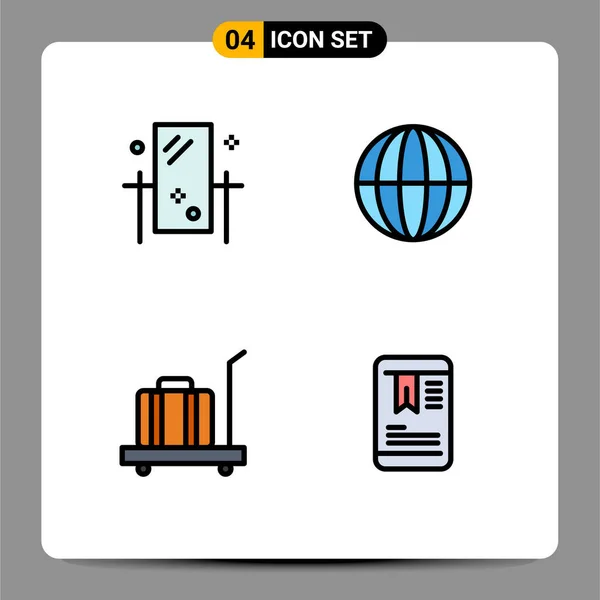 Stock Vector Icon Pack Line Signs Symbols Beauty Baggage Mirror — 스톡 벡터