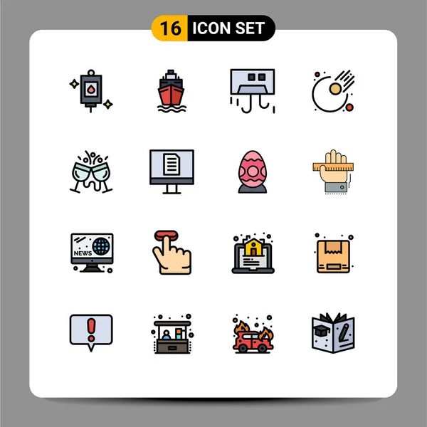 Creative Icons Modern Signs Sycocktail Cocktail Cafe Condition Meteor Asteroid — Archivo Imágenes Vectoriales