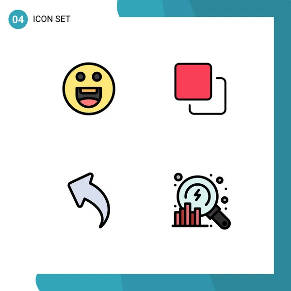 Mobile Interface Filledline Flache Farbe Set Mit Piktogrammen Von Emojis — Stockvektor