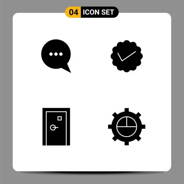 Pictogram Set Simple Solid Glyphs Chat Buildings Chat Social Exit — Stock Vector