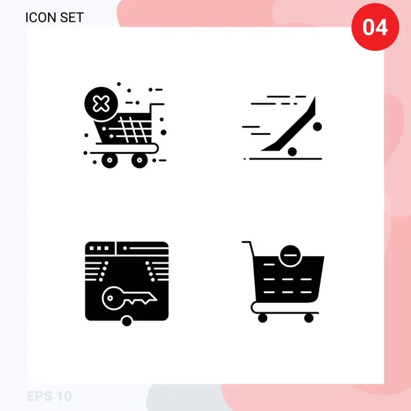 Universal Solid Glyphs Set Web Mobile Applications Checkout Key Fast — Stockový vektor