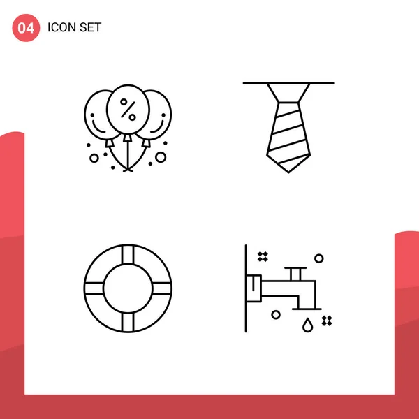 Icône Vectorielle Stock Paquet Signes Symboles Ligne Pour Ballon Robinet — Image vectorielle
