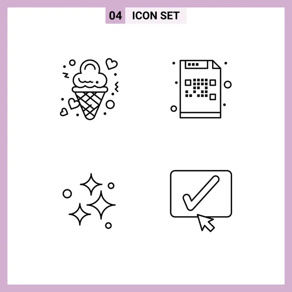Set Modern Icons Sysymbols Signs Date File Love Code Clean — Vector de stock