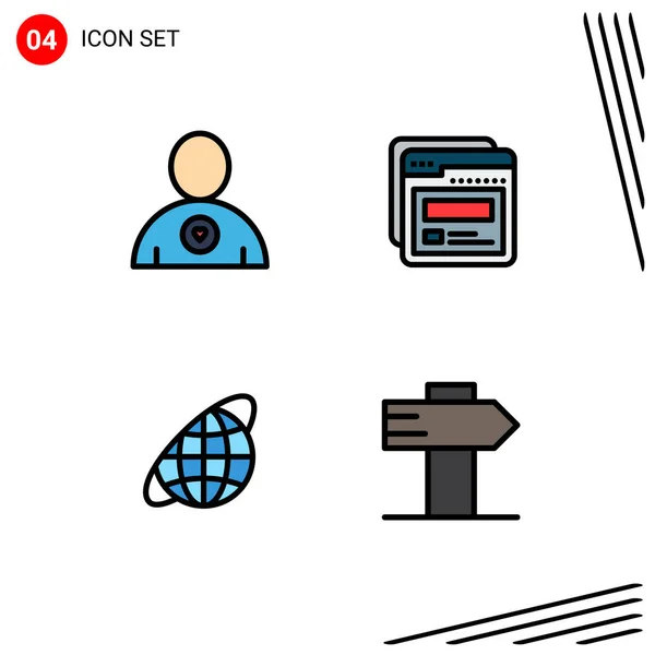 Vector Stock Icon Pack Líneas Signos Símbolos Para Favoritos Planeta — Vector de stock