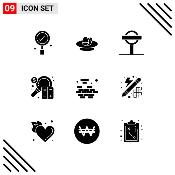 사용자 인터페이스 솔리드 Glyphs 비즈니스 Editable Vector Design Elements — 스톡 벡터