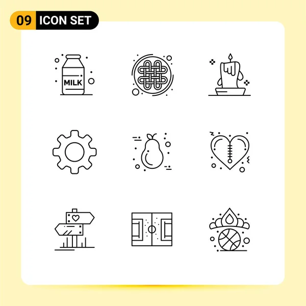 Creative Icons Modern Jelek Szimbólumok Körte Beállítás Gyertya Készlet Alapvető — Stock Vector