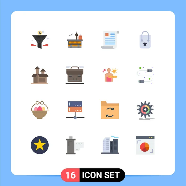 Universal Icon Symbols Group Modern Flat Colors Trip Handbag Transport — Stock Vector