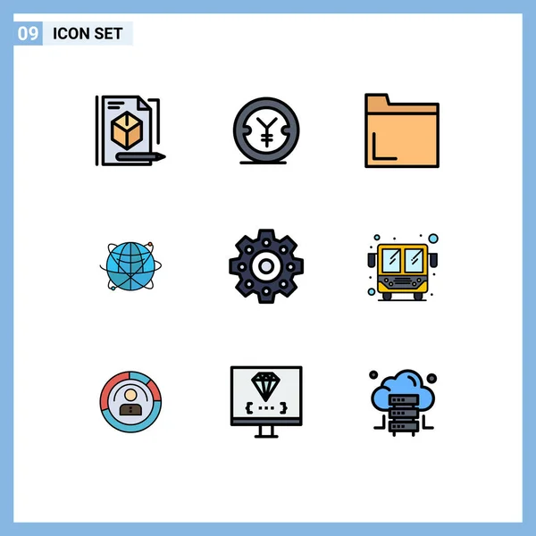 Set Modern Icons Symbols Signs World Internet File Global Business — 스톡 벡터